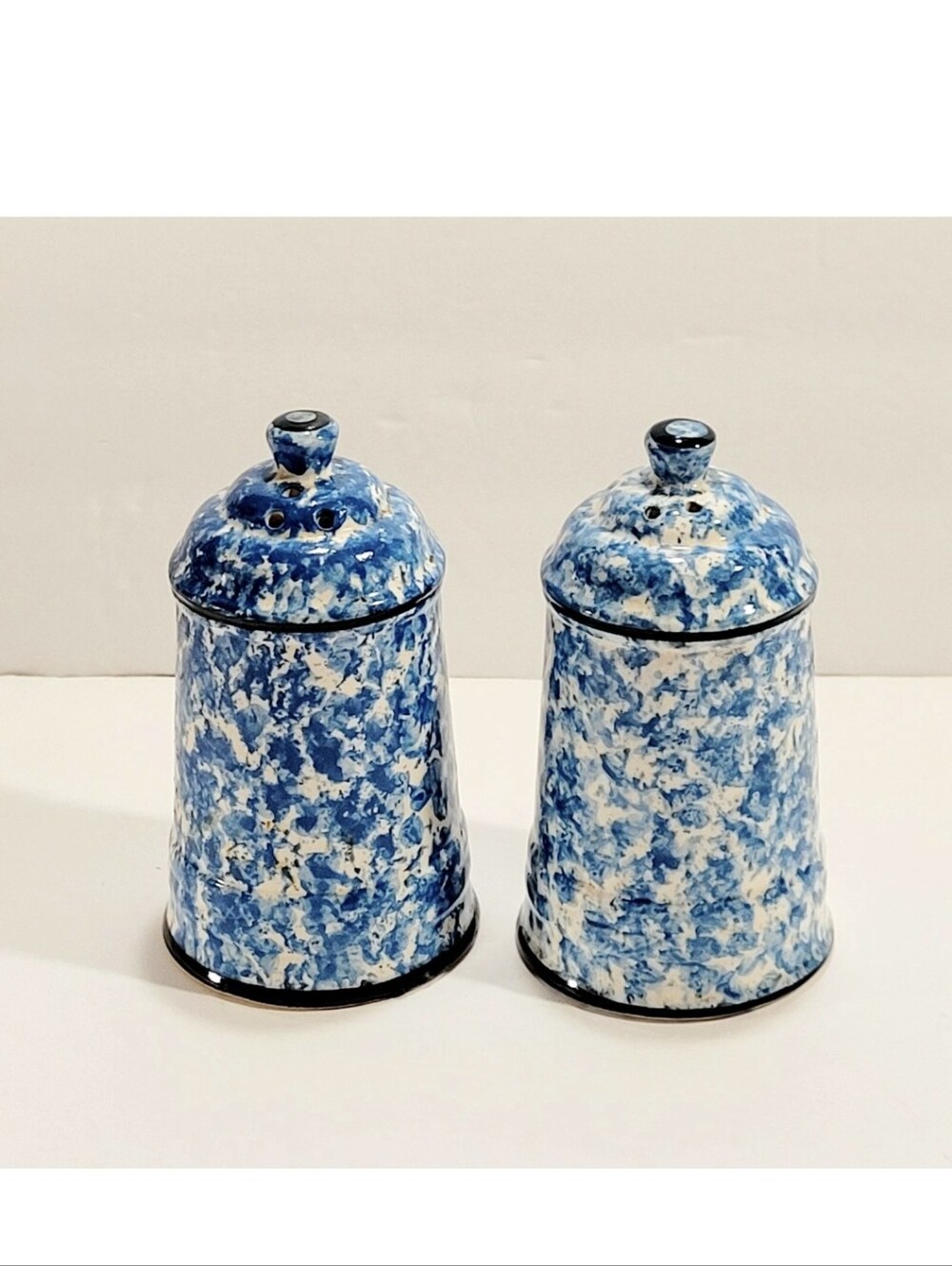 Blue And White Sponge Salt & Pepper Shakers No Stoppers